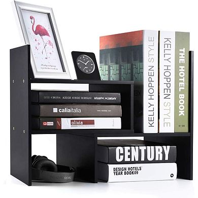 Adjustable Wood Desktop Bookshelf Organizer Display Rack