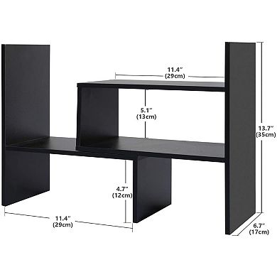 Adjustable Wood Desktop Bookshelf Organizer Display Rack