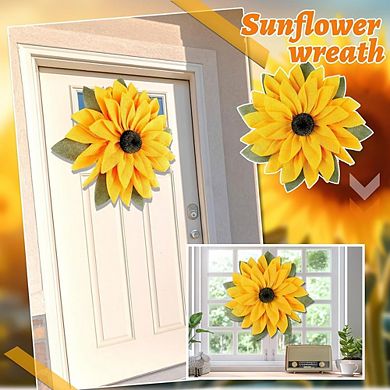 16.5 Inch Sunflower Wreath with Burlap for Front Door Rustic Decor