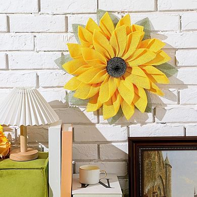 16.5 Inch Sunflower Wreath with Burlap for Front Door Rustic Decor