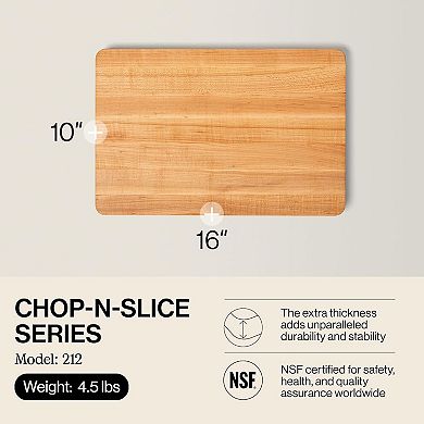 Chop-N-Slice 16x10 Maple Cutting Board, Reversible Edge-Grain, 4.5 lb