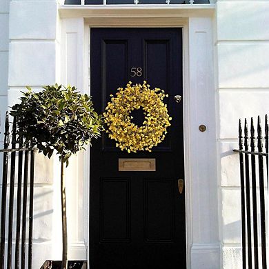 22 Inch Yellow Forsythia Flower Wreath for Front Door and Home Decor