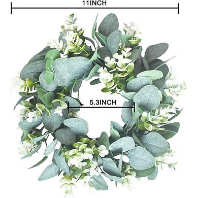 4 Pcs Green Eucalyptus Round Wreaths for Door, Wall, Window Decor, 11" Each
