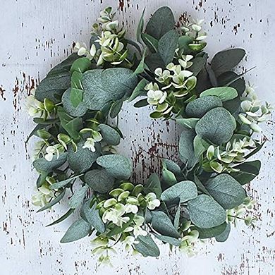 4 Pcs Green Eucalyptus Round Wreaths for Door, Wall, Window Decor, 11" Each