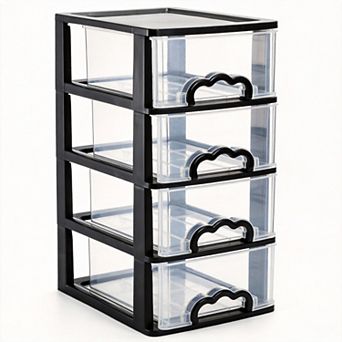 Desktop 4-Drawer Organizer Clear Plastic Storage Unit