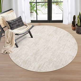 Modern Abstract Washable Area Rug - Non-Slip Low Pile Neutral Rug for Living Room, Bedroom, Nursery