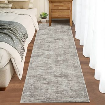 Modern Abstract Washable Area Rug - Non-Slip Low Pile Neutral Rug for Living Room, Bedroom, Nursery