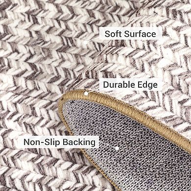 Modern Washable Rugs - Non-Slip, Stain Resistant Braid Pattern Area Rug for Living Room, Bedroom