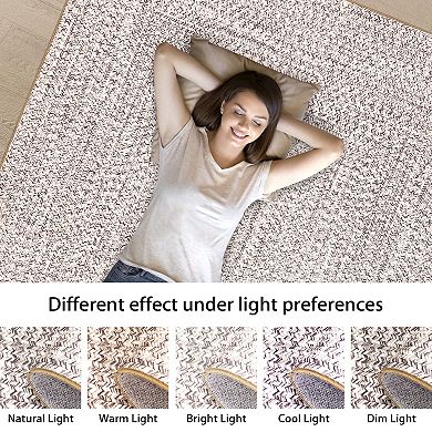 Modern Washable Rugs - Non-Slip, Stain Resistant Braid Pattern Area Rug for Living Room, Bedroom