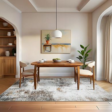 Boho Washable Rugs with Non-Slip Backing, Low Pile Geometric Carpet for Bedroom & Nursery