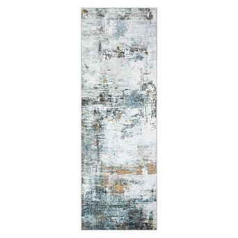 Boho Washable Rugs with Non-Slip Backing, Low Pile Geometric Carpet for Bedroom & Nursery