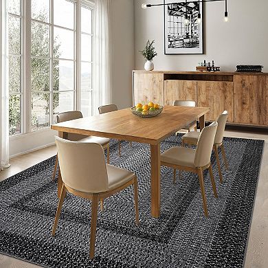 Farmhouse Non-Slip Runner Rug - Machine Washable Low Pile Carpet for Kitchen, Hallway, Laundry Room