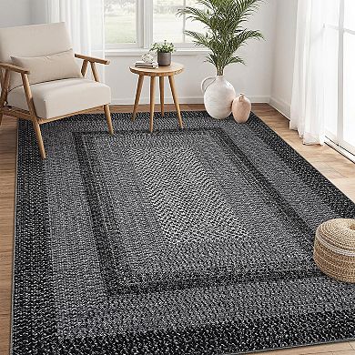 Farmhouse Non-Slip Runner Rug - Machine Washable Low Pile Carpet for Kitchen, Hallway, Laundry Room