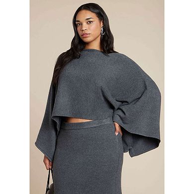 ELOQUII Women's Plus Size Draped Cropped Sweater