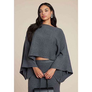 ELOQUII Women's Plus Size Draped Cropped Sweater