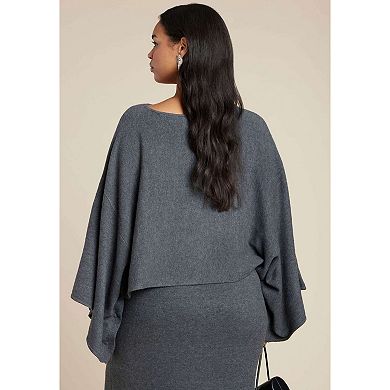 ELOQUII Women's Plus Size Draped Cropped Sweater