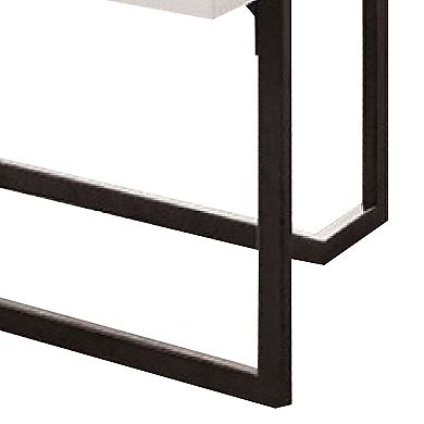 Iry Coffee Table, Black Steel Sled Base, 47 Inch, Gloss White Lacquer Top