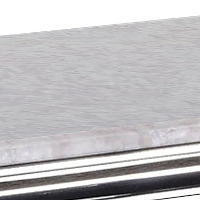 Wety Coffee Table, Faux Marble Top, Chrome Pedestal Base, 51 Inch