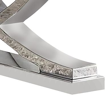 Wety Coffee Table, Faux Marble Top, Chrome Pedestal Base, 51 Inch