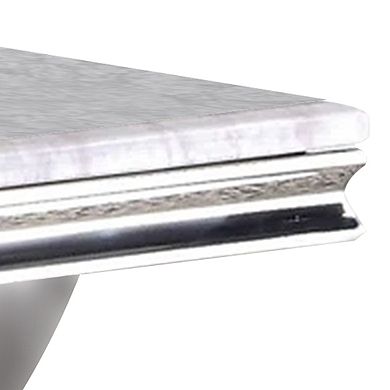 Wety Coffee Table, Faux Marble Top, Chrome Pedestal Base, 51 Inch