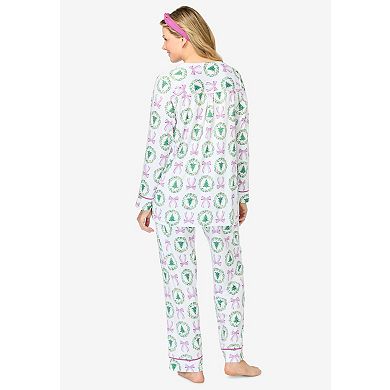 Dreams & Co. Plus Size V-Neck Pajama & Headband Set
