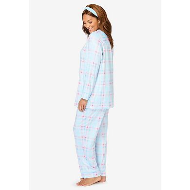 Dreams & Co. Plus Size V-Neck Pajama & Headband Set