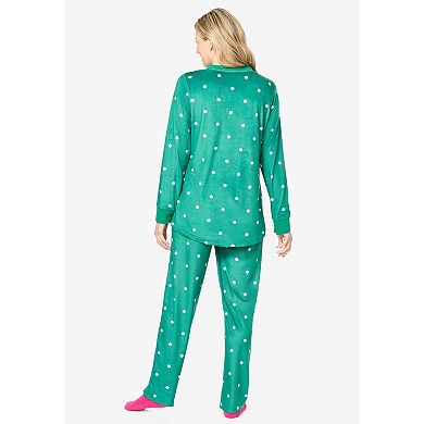 Dreams & Co. Plus Size Velour Pajama With Free Fuzzy Socks