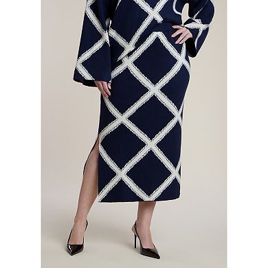 ELOQUII Women's Plus Size Intarsia Sweater Skirt