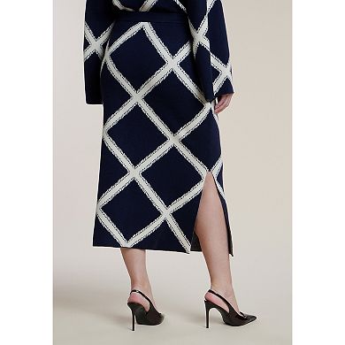 ELOQUII Women's Plus Size Intarsia Sweater Skirt