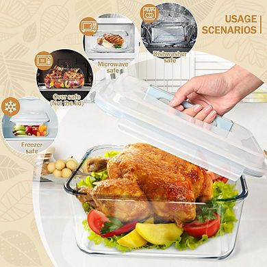 Extra-Large Glass Food Storage Container with Airtight Lid, 200oz, XL Bowl