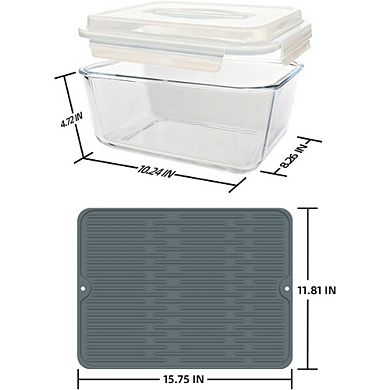 Extra-Large Glass Food Storage Container with Airtight Lid, 200oz, XL Bowl
