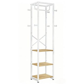 3-Shelf 8-Hook Freestanding Coat Rack for Small Spaces