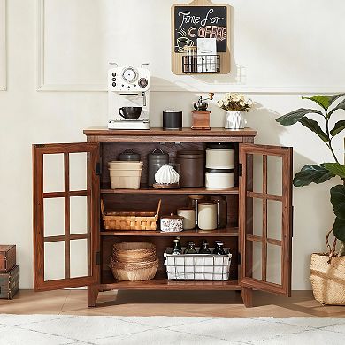 Wooden Farmhouse Sideboard Cabinet with Storage