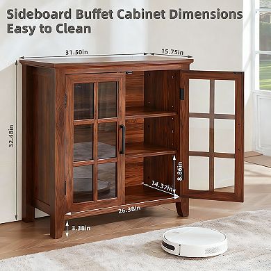 Wooden Farmhouse Sideboard Cabinet with Storage