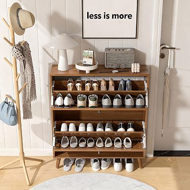 2-Drawer Carved Panel Entryway Shoe Cabinet