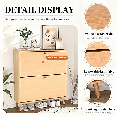 2-Drawer Carved Panel Entryway Shoe Cabinet