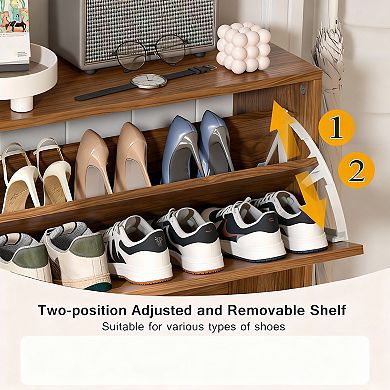 2-Drawer Carved Panel Entryway Shoe Cabinet