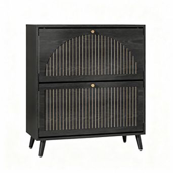 2-Drawer Carved Panel Entryway Shoe Cabinet