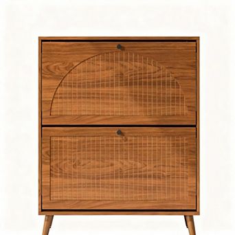 2-Drawer Carved Panel Entryway Shoe Cabinet