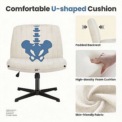 Ergonomic armless office chair and makeup chair. Suitable for home offices and dressing tables.
