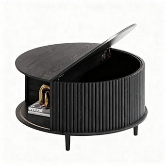 31.5-Inch Round Storage Coffee Table, Modern Design