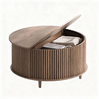 31.5-Inch Round Storage Coffee Table, Modern Design