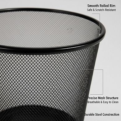 Steel Mesh Trash Can Set Round Design for Home Office and Garage