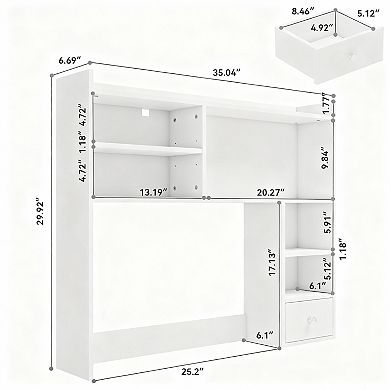 Adjustable 6-Tier Desktop Bookshelf with Drawers for Home Office