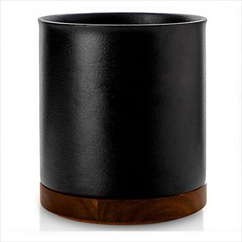 Rotating Ceramic Utensil Holder with Cork Bottom for Kitchen Countertop