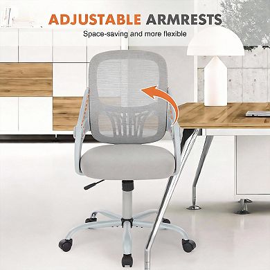 Ergonomic Mesh Swivel Chair with Lumbar Support and Flip-up Arms