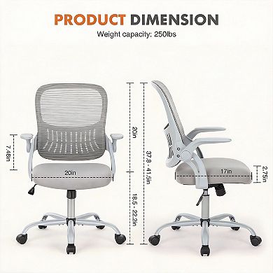 Ergonomic Mesh Swivel Chair with Lumbar Support and Flip-up Arms