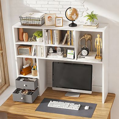 High-capacity Desk Hutch with 7 Compartments & 2 Drawers for Efficient Storage