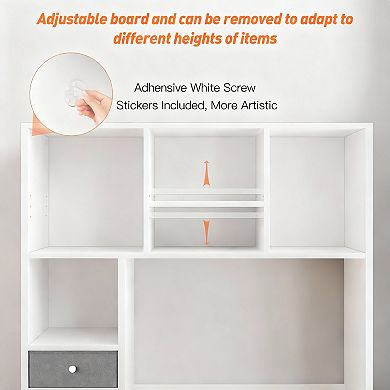 High-capacity Desk Hutch with 7 Compartments & 2 Drawers for Efficient Storage