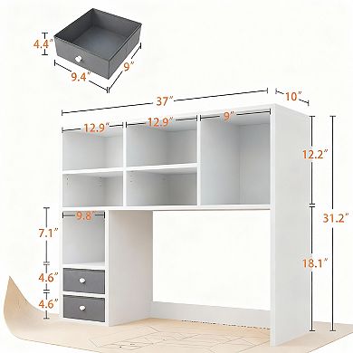 High-capacity Desk Hutch with 7 Compartments & 2 Drawers for Efficient Storage